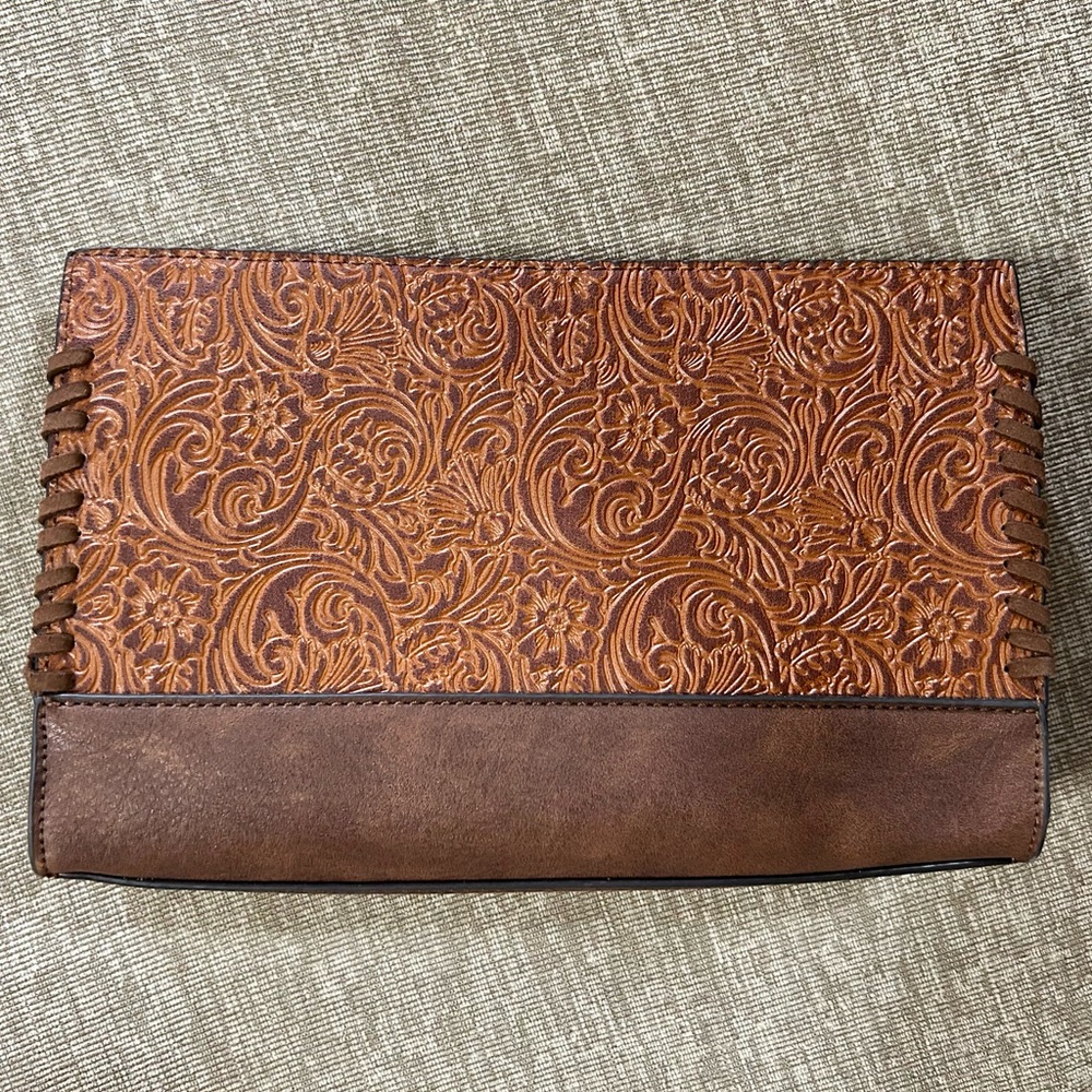 Justin Boots Brown Tooled Leather Purse